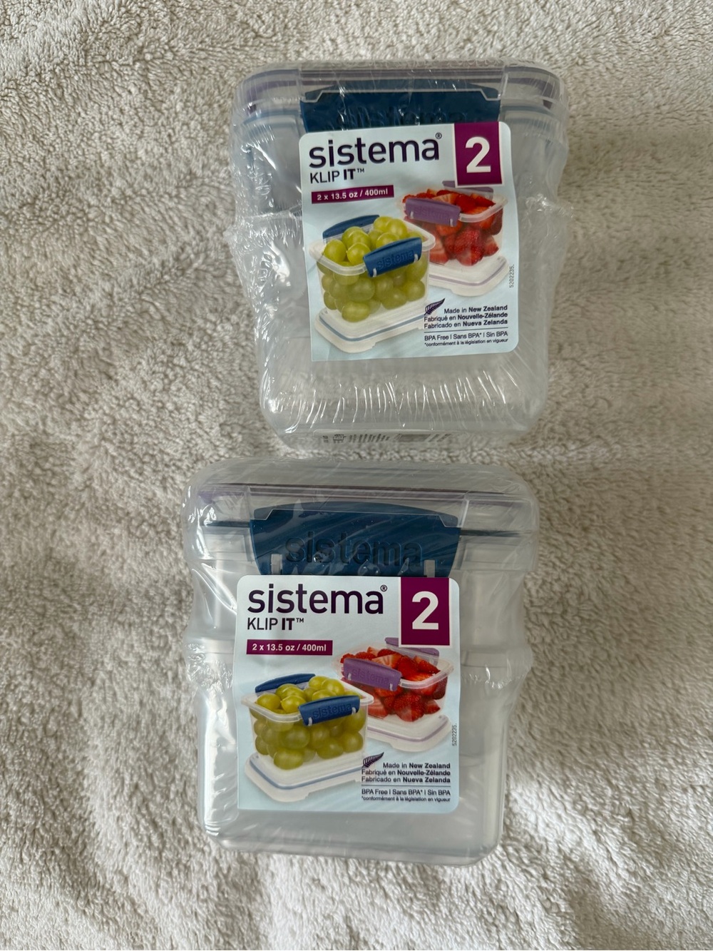 Sistema Klip It Clear Food Storage Containers with Purple Lid - 2 Packages of 2